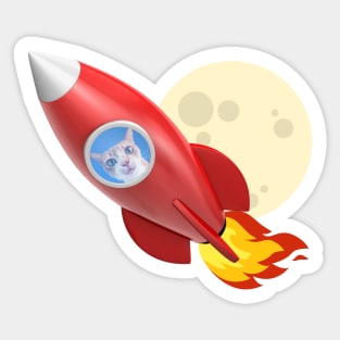 Cat in Rocket (Orange Kitty) Sticker